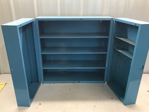 lot 548 image: Vintage Wall hanging metal parts cabinet-Sign American Parts Power Ready Tune up Service