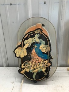 lot 680 image: Blatz lighted beer sign and Redwood snuff container