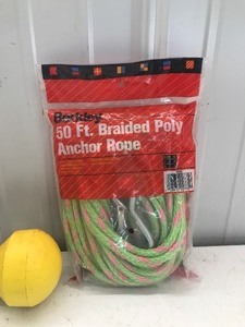 lot 593 image: Berkley soft braided poly anchor rope in pkg and 2 bowie markers with weights