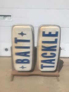 lot 690 image: Bait & Tackle Sign - 52 across x 56 tall x 12 deep