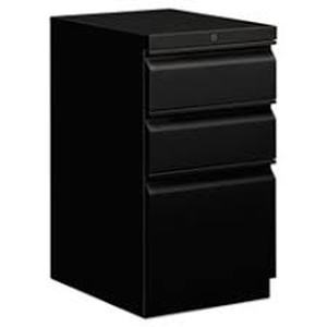HON Efficiencies Mobile Pedestal File with One FileTwo Box Drawers, 22-78d, Black
