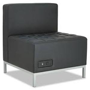 Alera QUB Series Black Powered Armless L Sectional Sofa, 26 38 x 26 38 x 30 12 inch