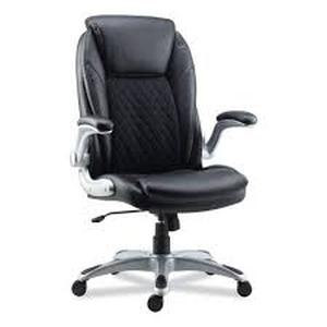 Alera Black SeatBack Silver Base Leithen Bonded Leather Midback Chair, Supports Up to 275 Pound