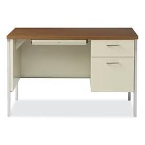 Alera Single Pedestal Steel Desk, Metal Desk, 45-14w x 24d x 29-12h, CherryPutty