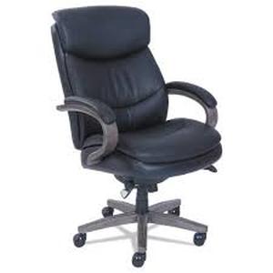 La-Z-Boy Black Seat and Back Woodbury High-Back Executive Chair with Weathered Gray Base, Supports up to 300 Pound