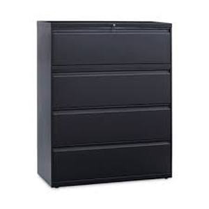 Alera Black 4 LegalLetter-Size File Drawers Lateral File Cabinets, 42 x 18.63 x 52.5 inch- Some Damage