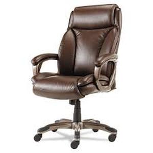 Alera Veon Series Executive High-Back Leather Chair, w Coil Spring Cushioning, Brown