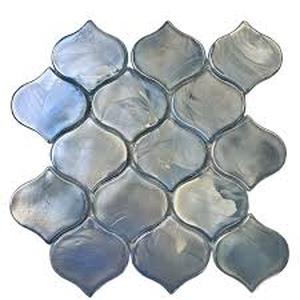 lot 47 image: MSI Blue Shimmer Arabesque Glossy Glass Patterned Look Wall Tile-Pearl Arabesque-14.16 Sq Ft.