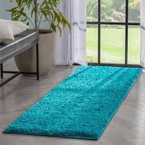 lot 75 image: Elle Basics Emerson Solid Shag Teal 2 ft. 7 in. x 9 ft. 6 in. Runner Area Rug