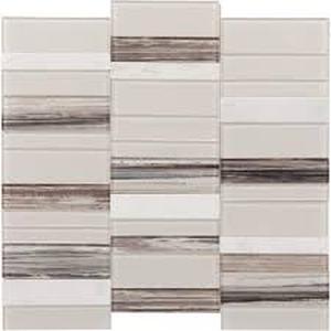 lot 105 image: Daltile Xpress Mosaix Peel N Stick Daphne White 12 in. x 12 in. GlassMarble Straight Stack Mosaic Tile (66.75 sq. ft.)