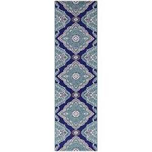 lot 158 image: Hampton Bay Oak Hill Teal Doormat 2 ft. x 7 ft. Meadllion IndoorOutdoor Area Rug