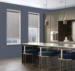 lot 199 image: Set of 2 Veneta Designer 2 Inch Cordless Room Darkening Faux Wood Blinds for Windows-White