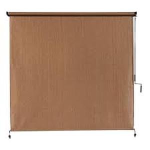lot 201 image: Coolaroo Walnut Cordless UV Blocking Fade Resistant Fabric Exterior Roller Shade 120 in. W x 96 in. L-Missing Hardware
