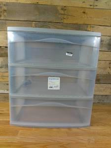 lot 209 image: 3 Drawer Wide Cart Tower Gray - Brightroom