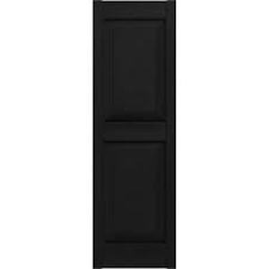 lot 231 image: Builders Edge 14 in. W x 59 in. H Vinyl Exterior Joined Board and Batten Shutters Pair in Black