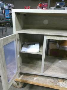 lot 250 image: 42.5W x 30.25H x 15D 2 Door Media Stand-Coastal Tone Finish