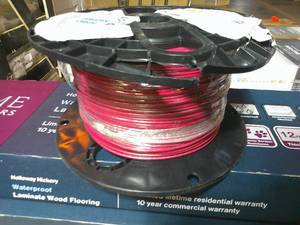 lot 223 image: Spool of 16 gage 28 Stranded Red Jacket Electrical Wire-1000 Feet