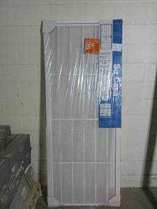 lot 192 image: Unique Home Design 30 in. x 80 in. Su Casa White Surface Mount Outswing Steel Security Door with Expanded Metal Screen