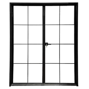 lot 213 image: Teza Interior Door 61.5 in. x 80 in. Matte Black Aluminum 8 Panel Single Doors