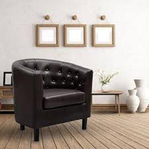lot 279 image: Maykoosh Espresso Faux Leather Arm Chair, Button Tufted Chair, Midcentury Modern Accent Chair Comfy Armchair