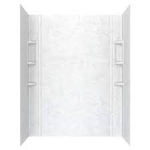 lot 306 image: American Standard Ovation 32 in. x 60 in. x 72 in. 5-Piece Glue-Up Alcove Shower Wall Set in White Marble-Distressed Package