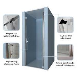 lot 307 image: 34-35.375 x 72 Semi-Frameless Pivot Shower Door in Chrome with Clear Glass