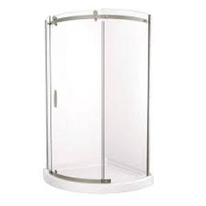 lot 311 image: Delta 38 in. L x 38 in. W x 72 in. H Corner Shower Kit with Sliding Frameless Shower Door and Shower Pan
