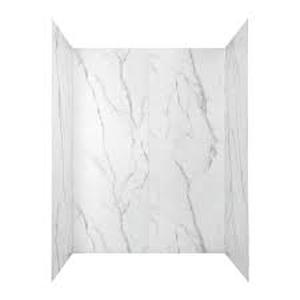 lot 305 image: American Standard Passage 32 in. W x 72 in. H Four piece Glue Up Laminate Alcove Shower Wall Set in Serene Marble