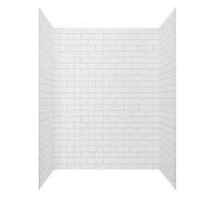 lot 303 image: American Standard Passage 32 in. W x 72 in. H Four piece Glue Up Acrylic Alcove Shower Wall Set in White Subway Tile