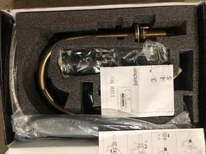 BWE 8 in. Widespread Double Handle High-Arc Bathroom Faucet Water-Saving With Drain Kit In Brushed Gold  Customer Returns See Pictures