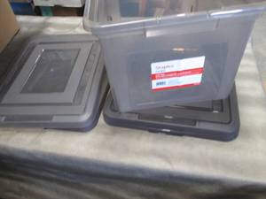 lot 108 image: 4 Staples File Boxes- 1 bottom brok...