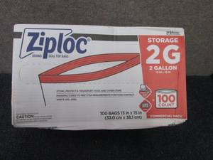 lot 158 image: Ziploc Storage Bags, 2 Gallon, 100 ...