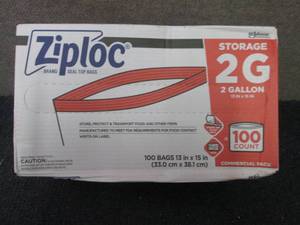 lot 160 image: Ziploc Storage Bags, 2 Gallon, 100 ...