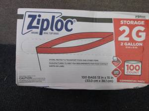 lot 161 image: Ziploc Storage Bags, 2 Gallon, 100 ...