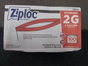 lot 162 image: Ziploc Storage Bags, 2 Gallon, 100 ...
