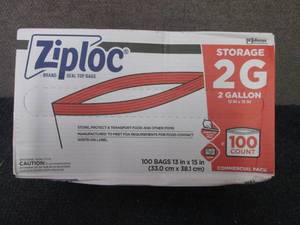 lot 163 image: Ziploc Storage Bags, 2 Gallon, 100 ...