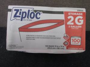 lot 164 image: Ziploc Storage Bags, 2 Gallon, 100 ...