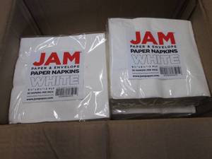 lot 254 image: Box of 50 ct pks Jam White Paper Na...