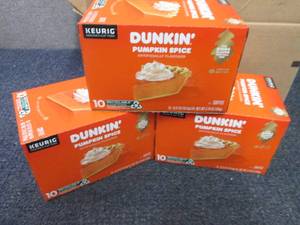 lot 318 image: 3- 10 ct Dunkin Pumpkin Spice Kcup...