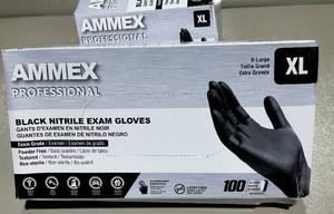 AMMEX Black Nitrile Disposable Exam Gloves 3 Mil, Latex & Powder Free, Food-Safe, Textured Non-Sterile, X-Large