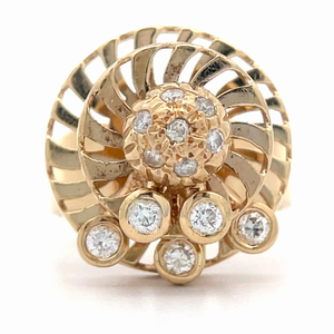 Diamond Double-Decker Pinwheel Spinner Movement Ring in 14k Yellow Gold $5,400 Retail