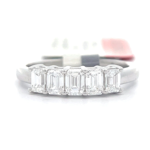 1 Carat Diamond 5-Stone Emerald Cut Ring in White Gold Retail Tag $2999.98