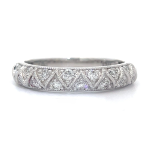 Pave Diamond Milgrain Basket Ring in 14k White Gold $1,750 Retail