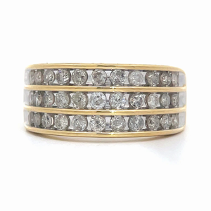 1 Carat Diamond Triple Channel Tapered Ring in Yellow Gold $2,470 Retail