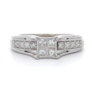 0.50 Carat Princess Diamond Illusion Cathedral Engagement Ring in White Gold $1,575 Retail
