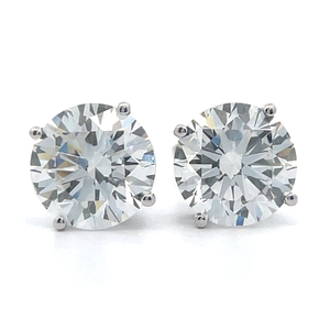 4.00 Carat Diamond Round Brilliant Cut Classic Solitaire Stud Earrings in 14k White Gold $8,210 Retail