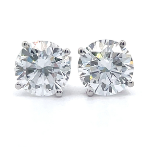 2 Carat Diamond Round Brilliant Cut Solitaire Stud Earrings in 14k White Gold $3,140 Retail