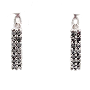 Diamond Double Row U-Shaped Huggie Hoop Earrings in White Gold $899 Retail