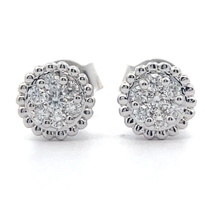 14 Carat Diamond Round Cluster Beaded Bezel Stud Earrings $599 Retail