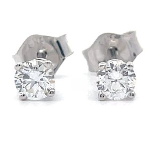14 Carat Diamond Round Brilliant Cut Solitaire Stud Earrings in White Gold $599 Retail